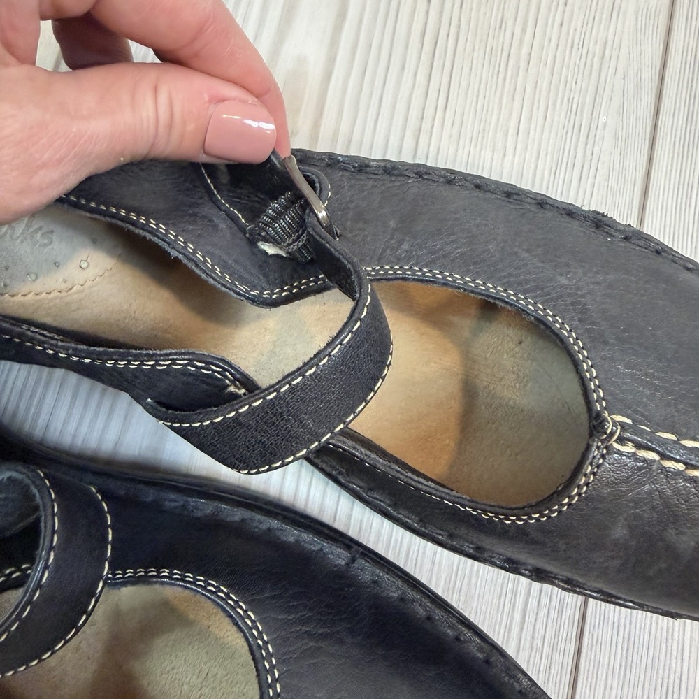 Clark's Women's 10M Black Leather Mary Jane Loafer Shoes Comfort - Picture 9 of 9